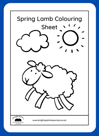 Spring Lamb Colouring Sheet - Bright Spark Resources